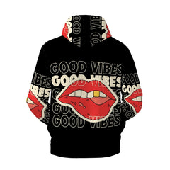 Vibe & Thrive Men's Hoodie – Good Vibes with Bold Lips Design