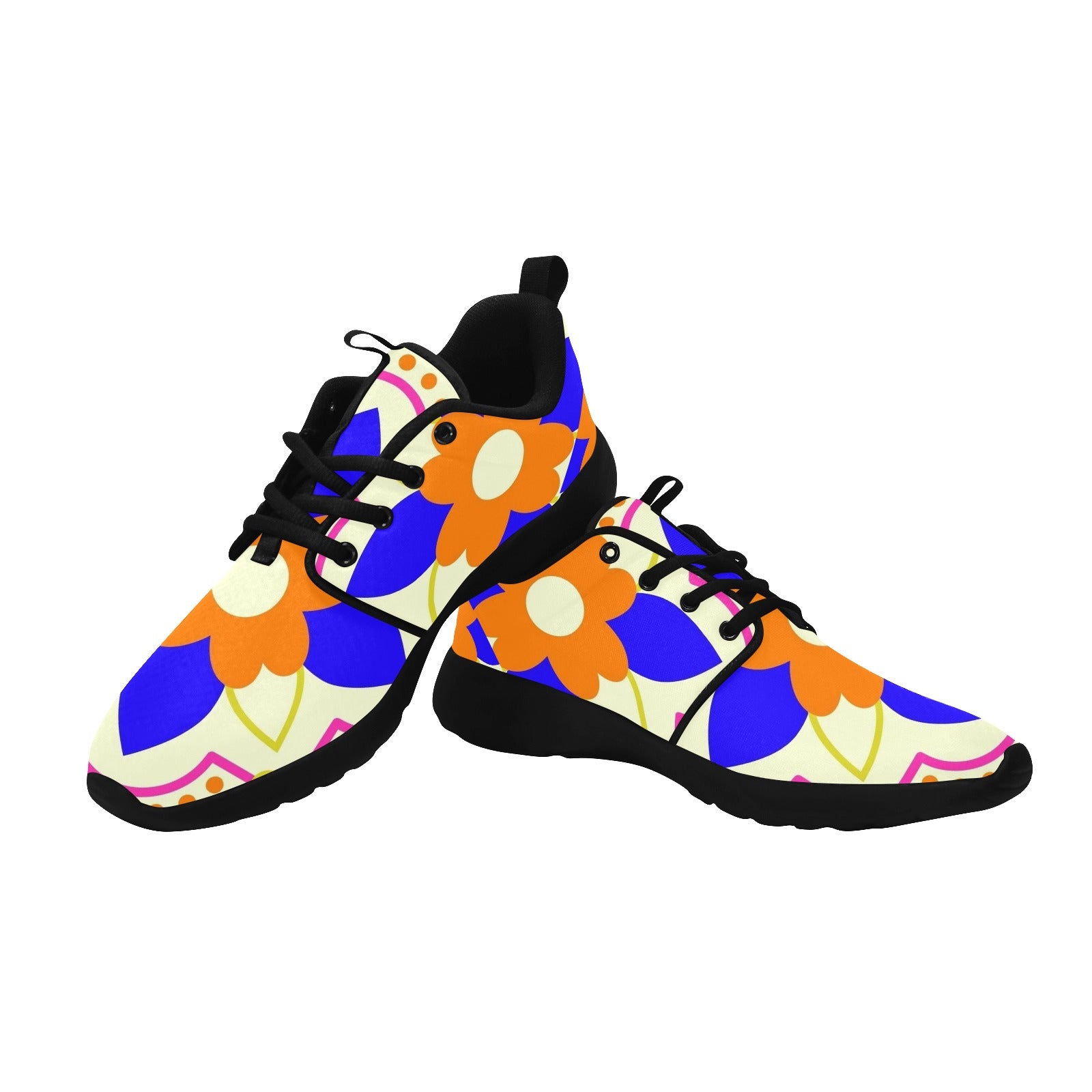 Womens Orange Flower Pull Loop Sneakers