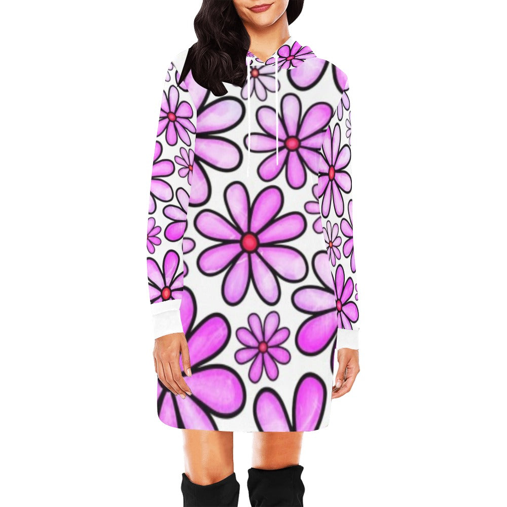 Womens Floral All Over Hooded Dress