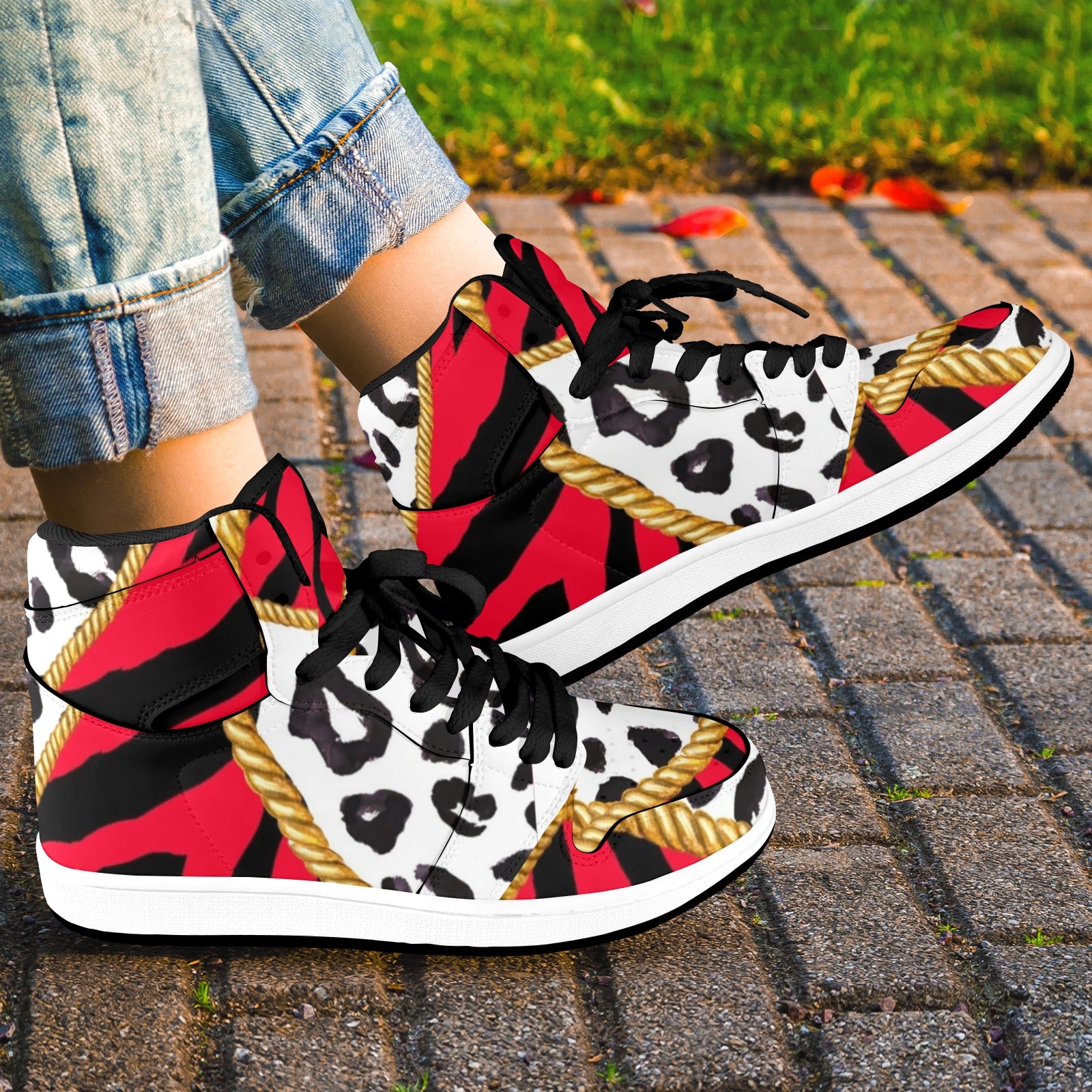 Womens Red High Leopard Style High Tops