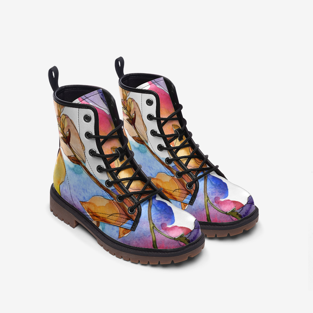 Dried Flower effect Casual Leather Lightweight boots