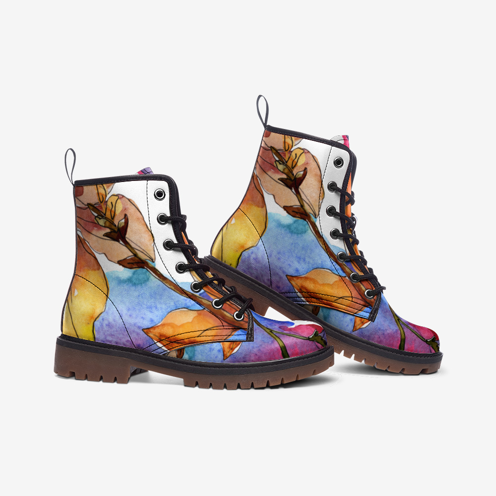 Dried Flower effect Casual Leather Lightweight boots