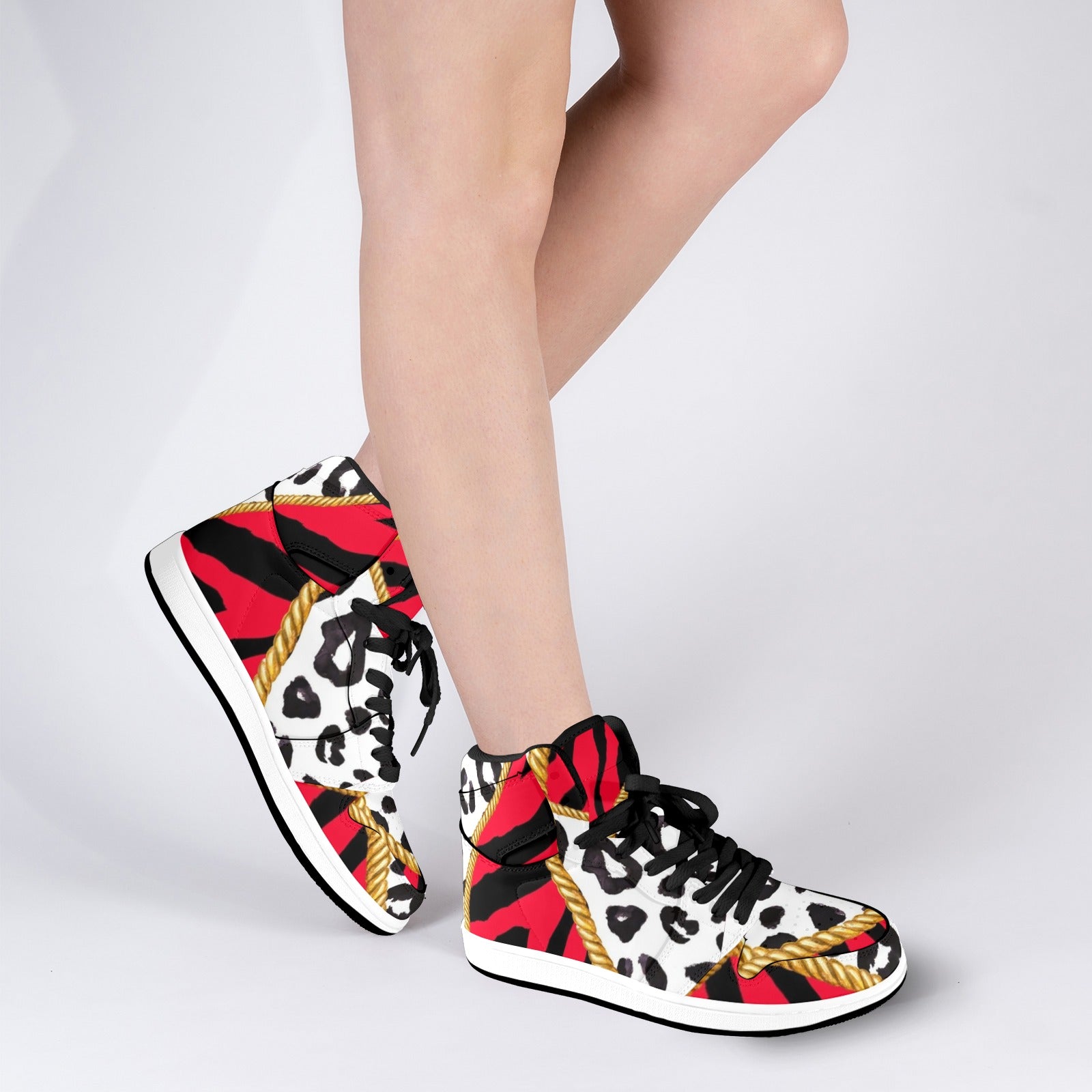 Womens Red High Leopard Style High Tops