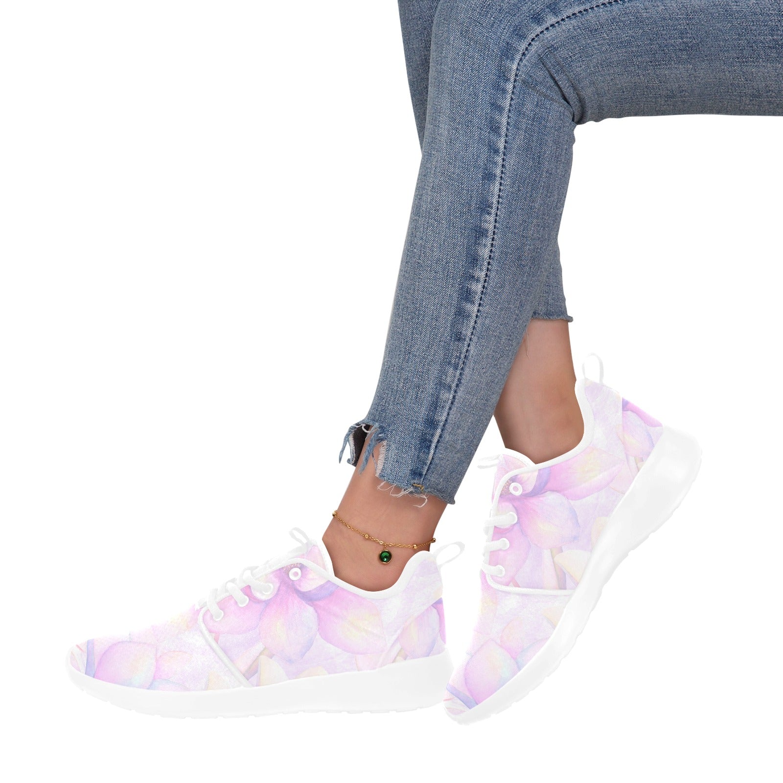 Womens Pink Flower Pull Loop Sneakers