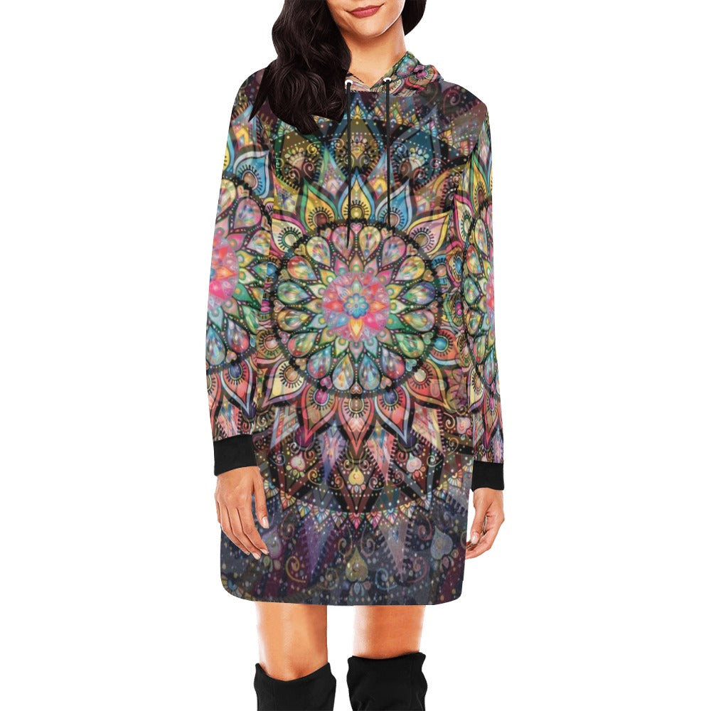 Womens Mandala All Over Hooded Dress