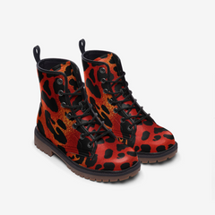 Leopard Red Casual Leather Lightweight boots