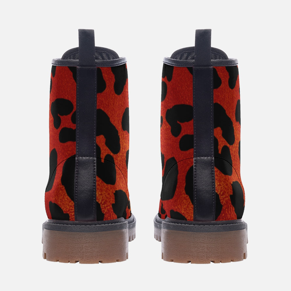 Leopard Red Casual Leather Lightweight boots