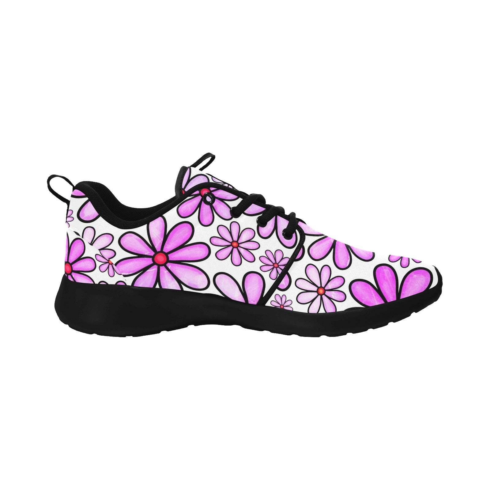 Womens Pink Flower power pull loop sneakers