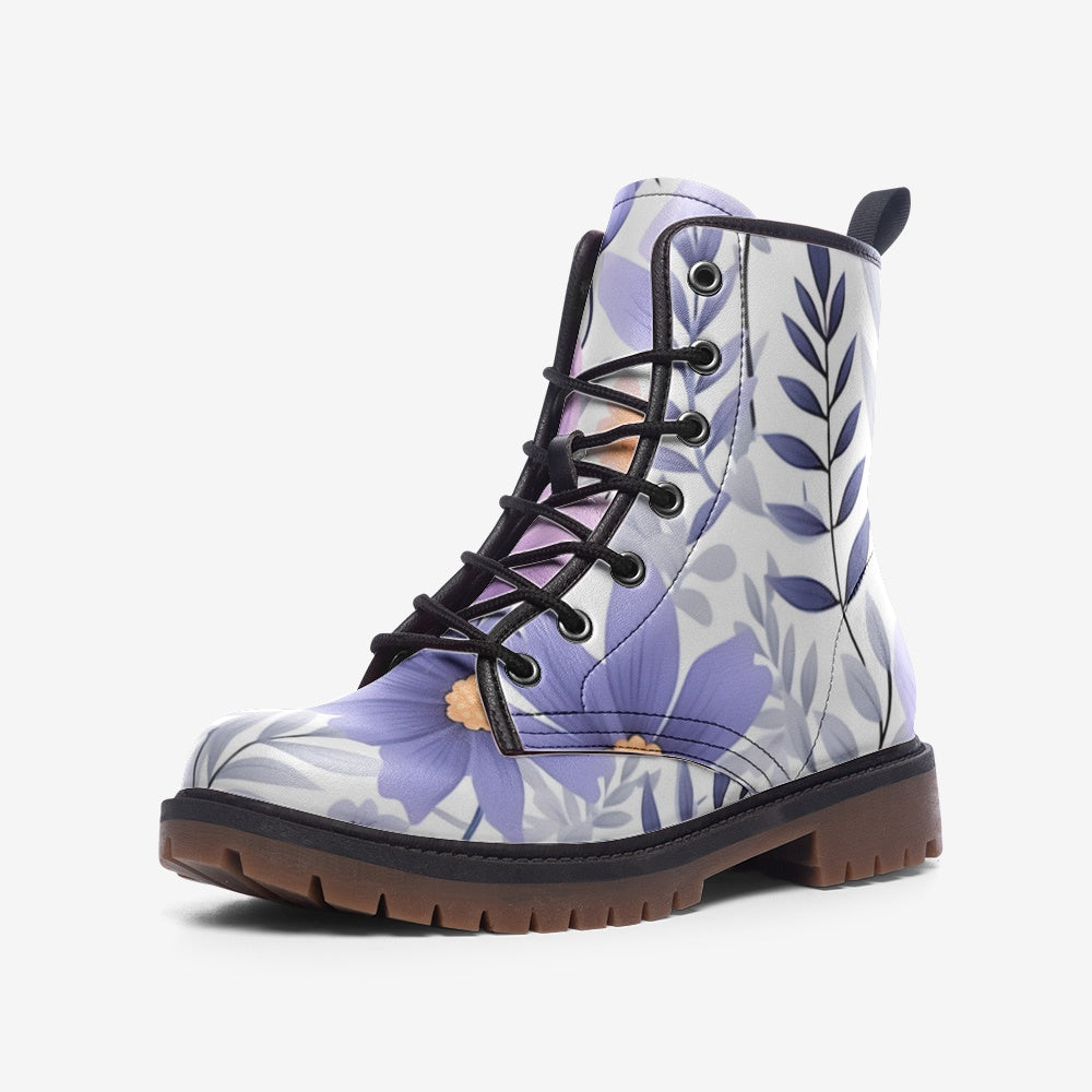 Lavender flower Casual Leather Lightweight boots