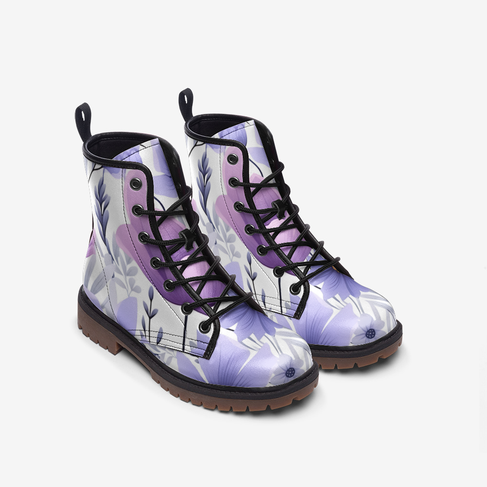 Lavender flower Casual Leather Lightweight boots