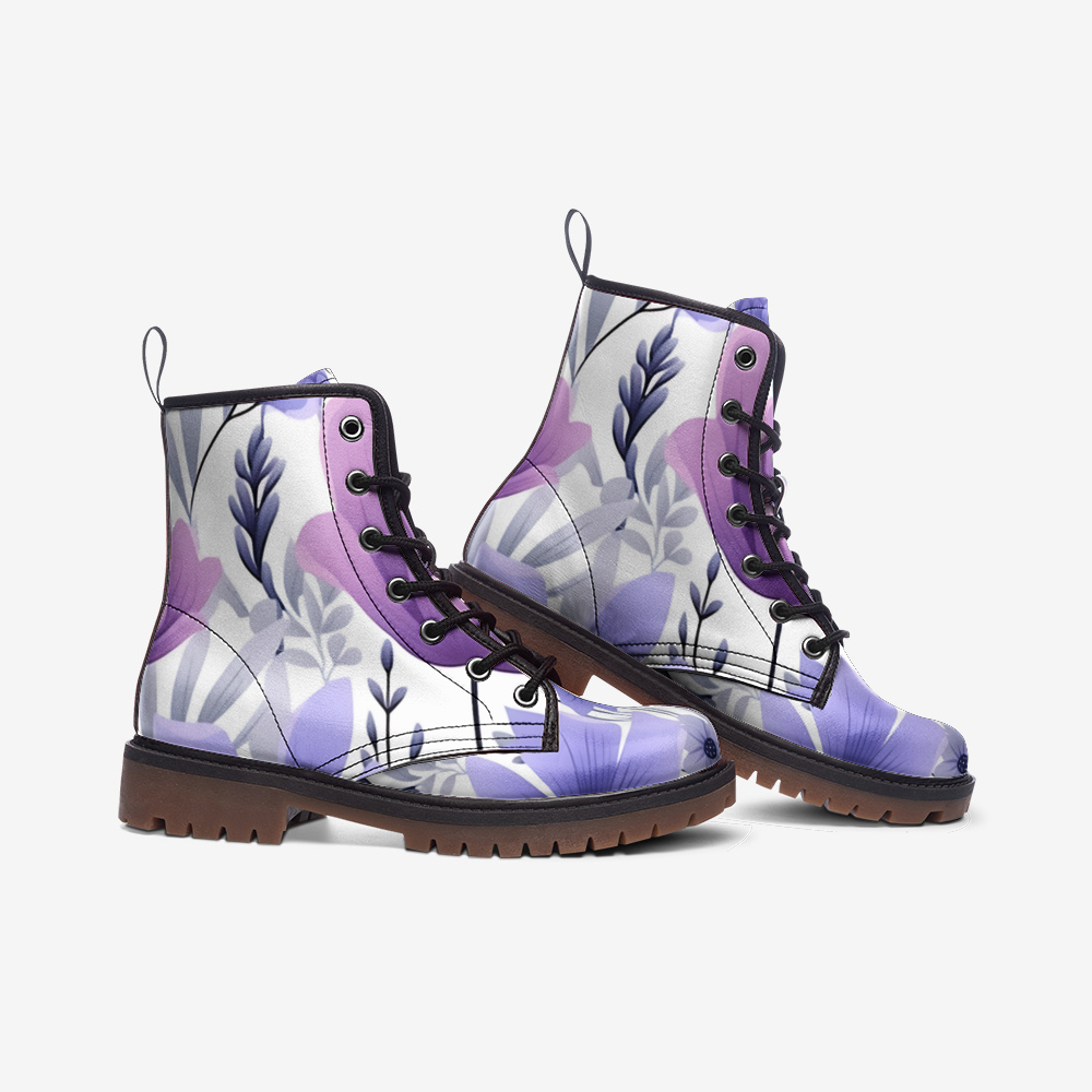 Lavender flower Casual Leather Lightweight boots