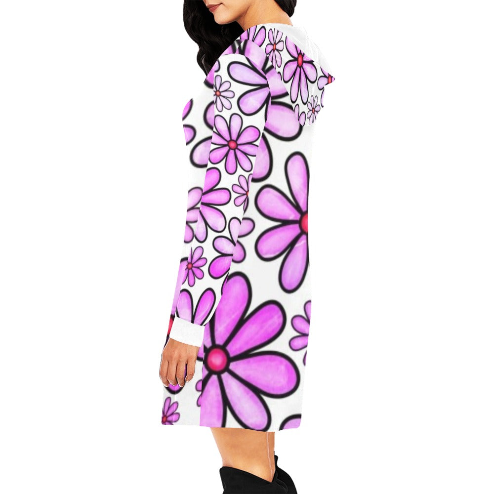 Womens Floral All Over Hooded Dress