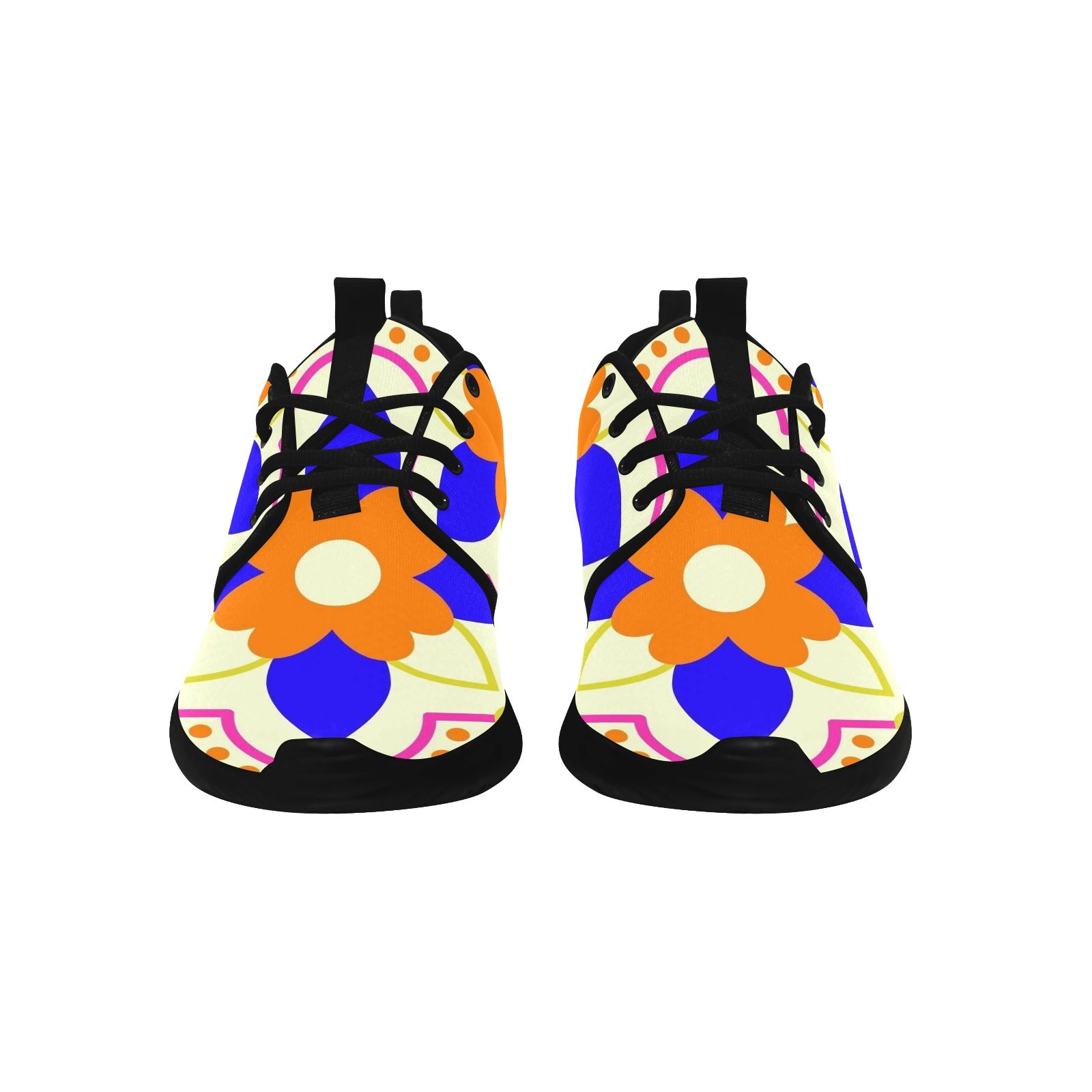 Womens Orange Flower Pull Loop Sneakers