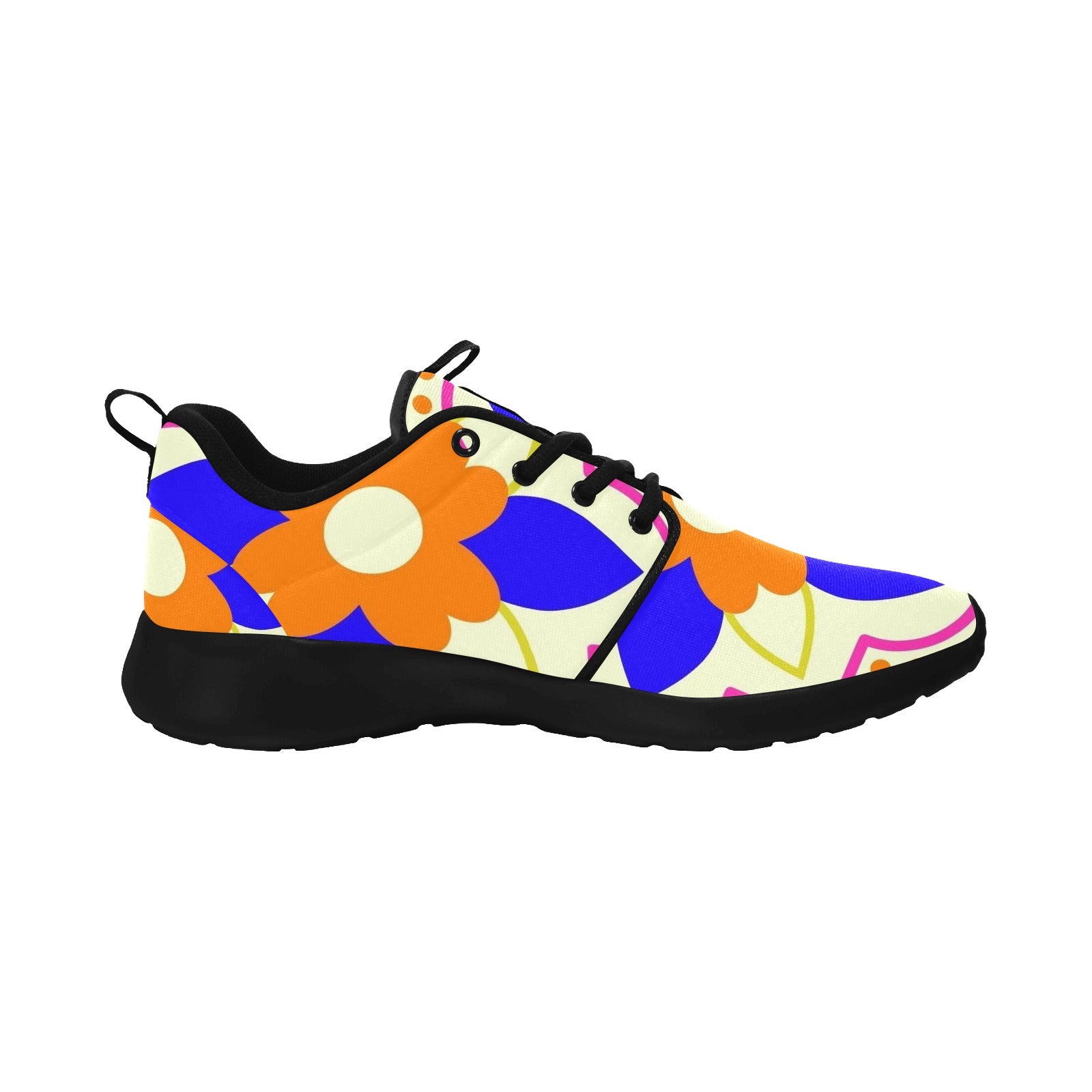 Womens Orange Flower Pull Loop Sneakers