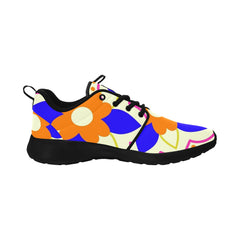 Womens Orange Flower Pull Loop Sneakers