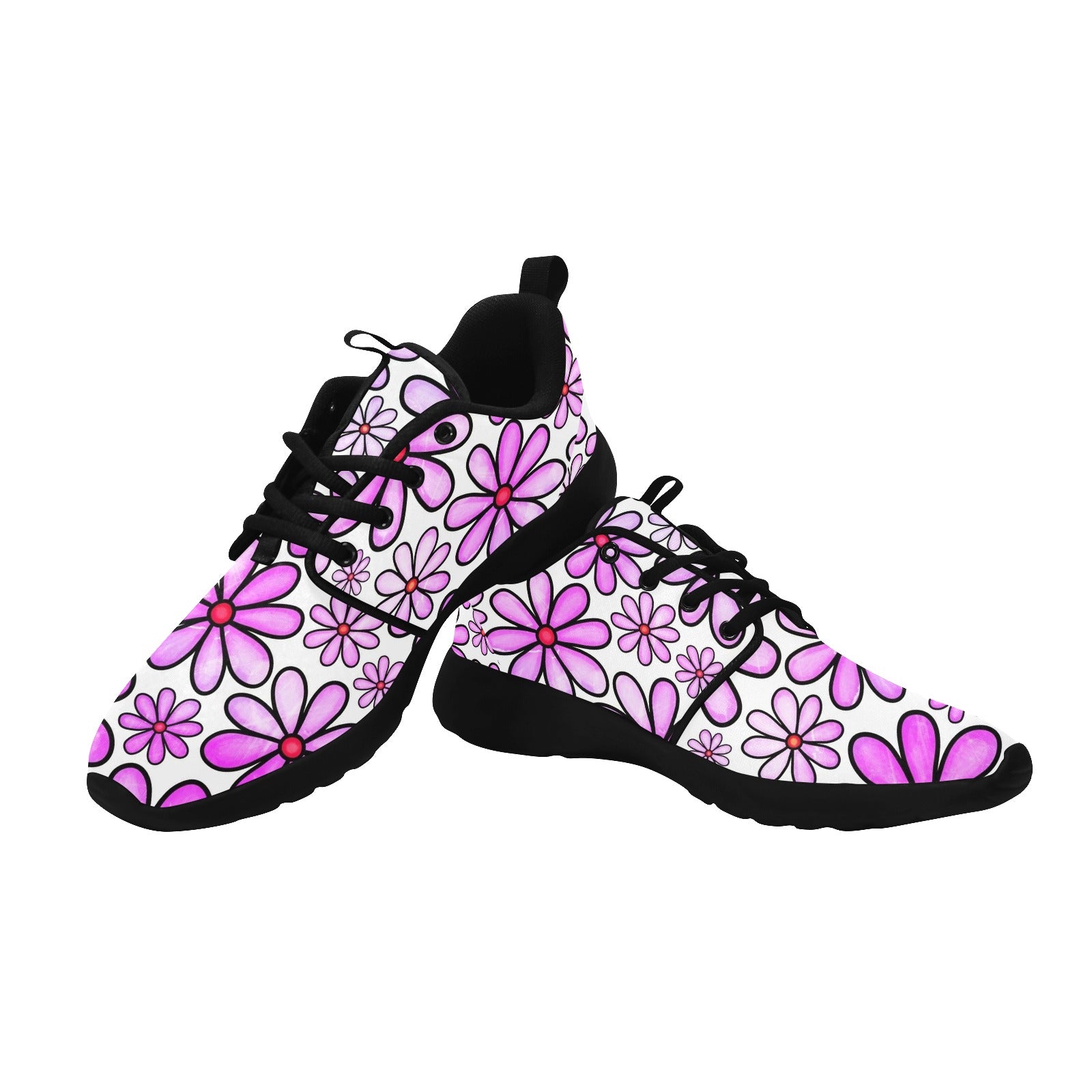 Womens Pink Flower power pull loop sneakers