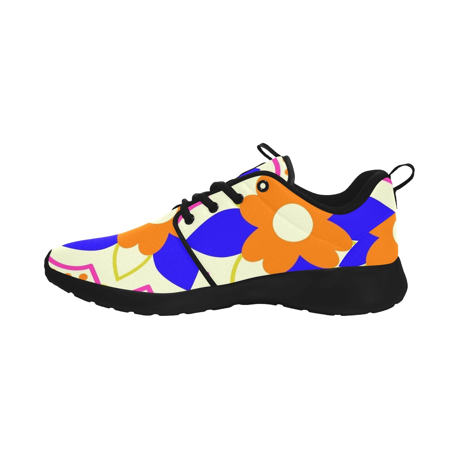 Womens Orange Flower Pull Loop Sneakers