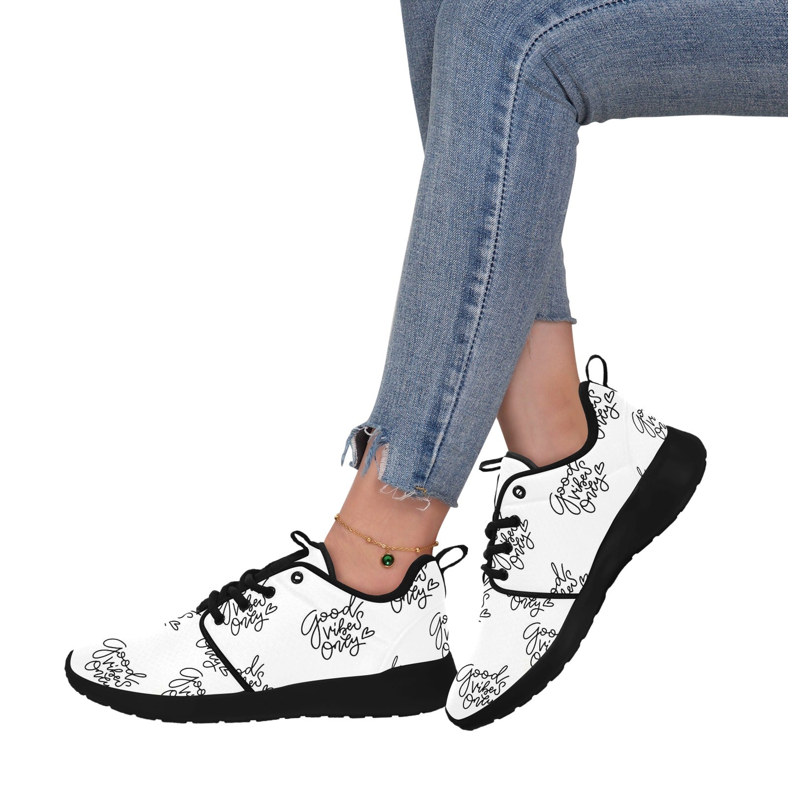 Womens Good Vibes Only Pull Loop Sneakers