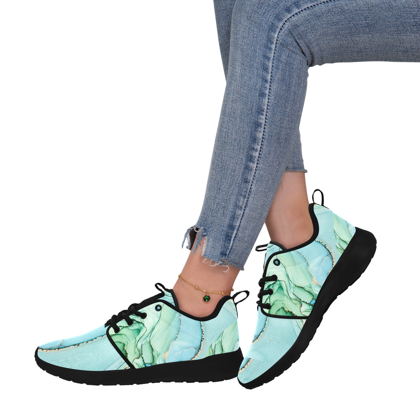 Womens Touch of Green Pull Loop Sneakers