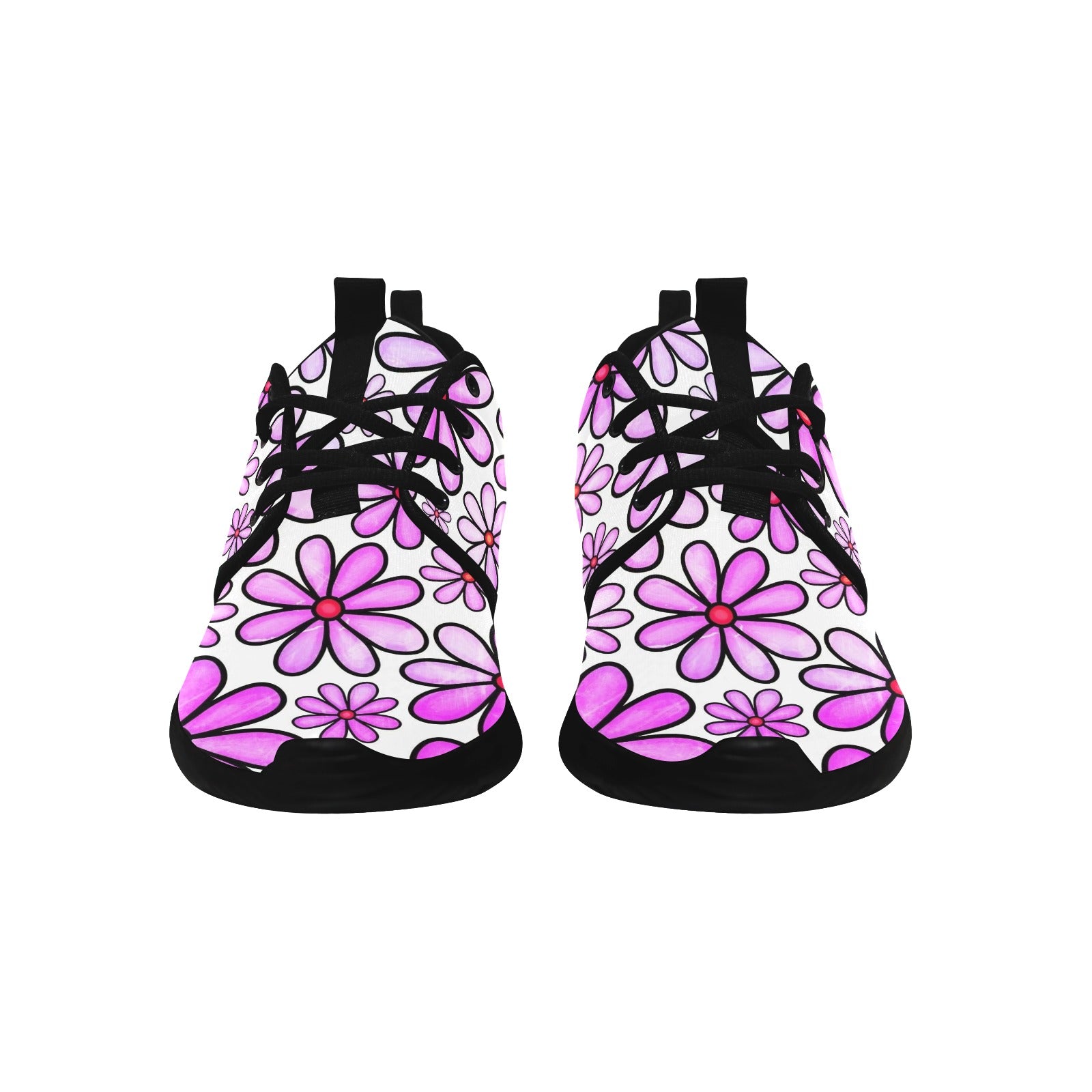 Womens Pink Flower power pull loop sneakers