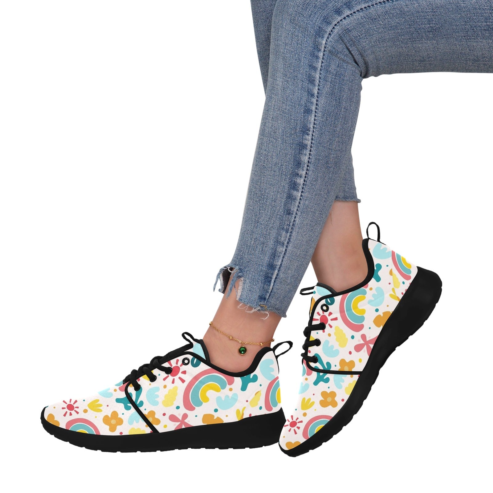 Womens Rainbow Love Pull Loop Sneakers