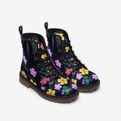 Black Flower Casual Leather Lightweight boots