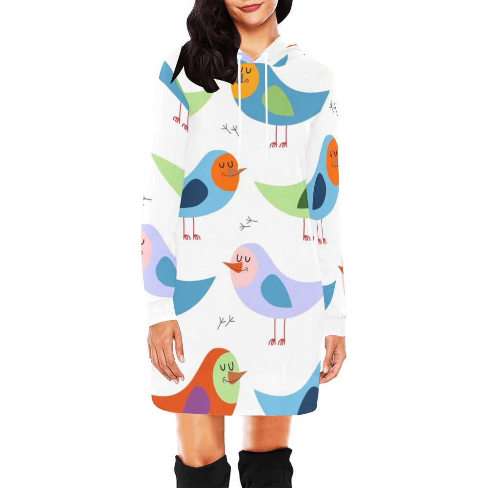 Womens Chirpie Bird All Over Hooded Dress