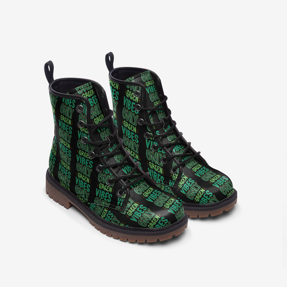 Vibe Nation Green Vibes Only Casual Leather Lightweight boots