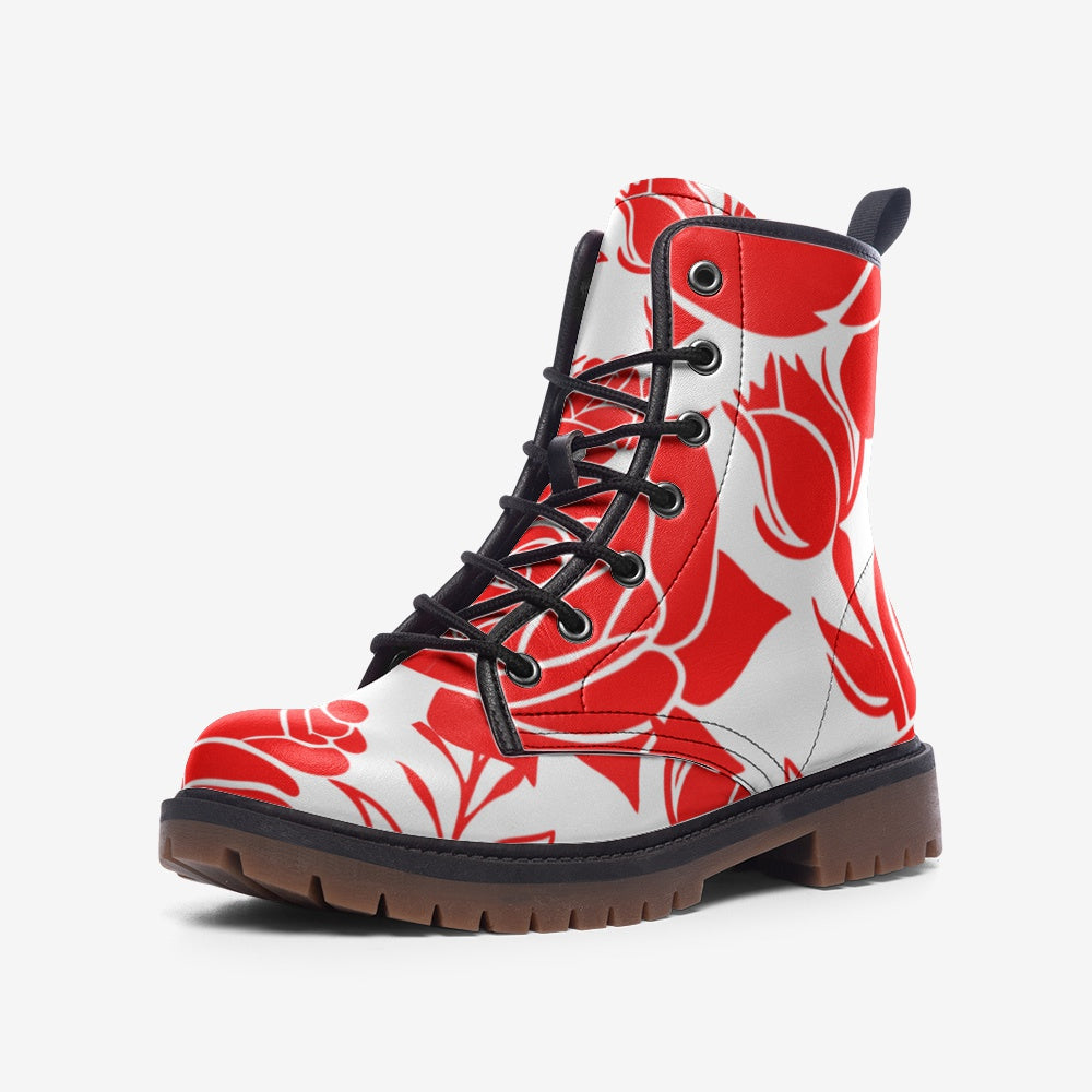 Red Flower Casual Leather Lightweight boots