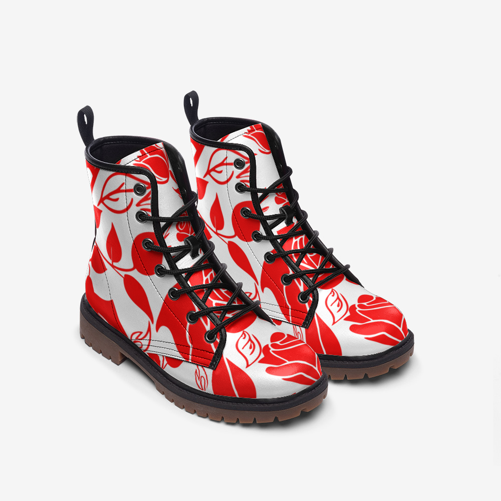 Red Flower Casual Leather Lightweight boots