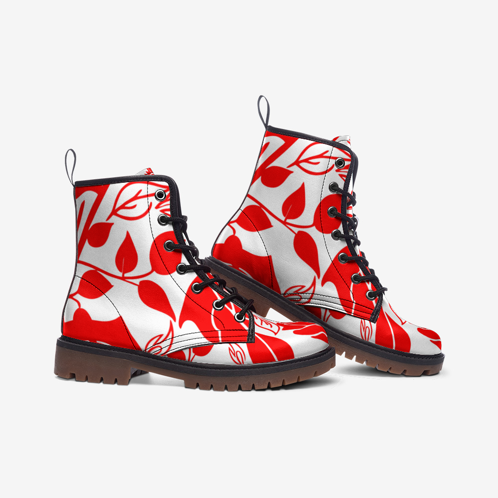 Red Flower Casual Leather Lightweight boots