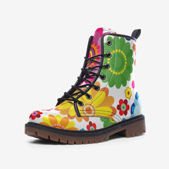 Flower Patches Casual Leather Lightweight boots