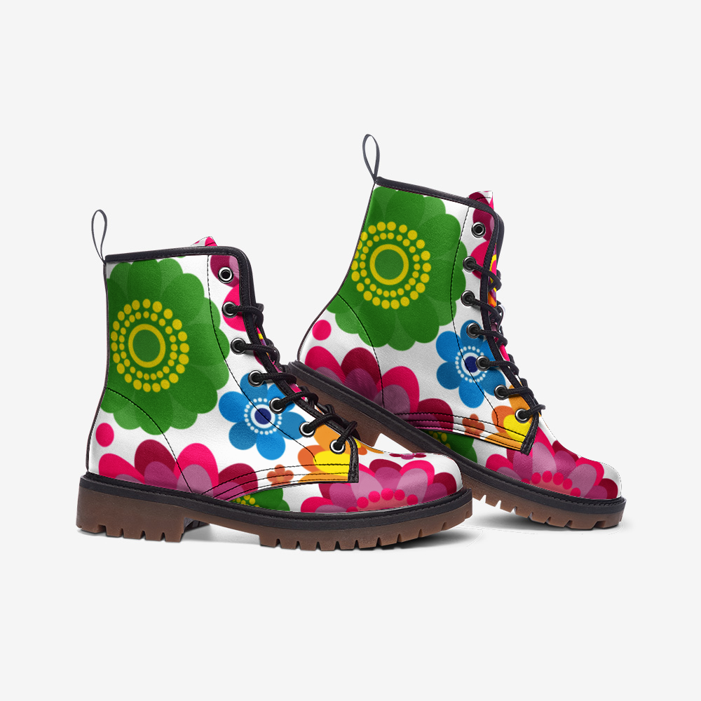 Flower Patches Casual Leather Lightweight boots